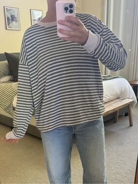 Cotton On gray and Light Purple Striped Long Sleeve Tee
